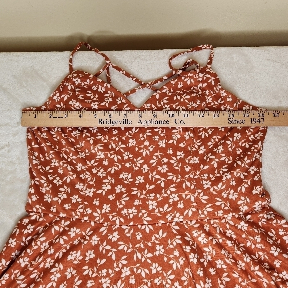 NWOT The General Good Strappy Brushed Knit Dress Rust Orange and White S… - Picture 7 of 14